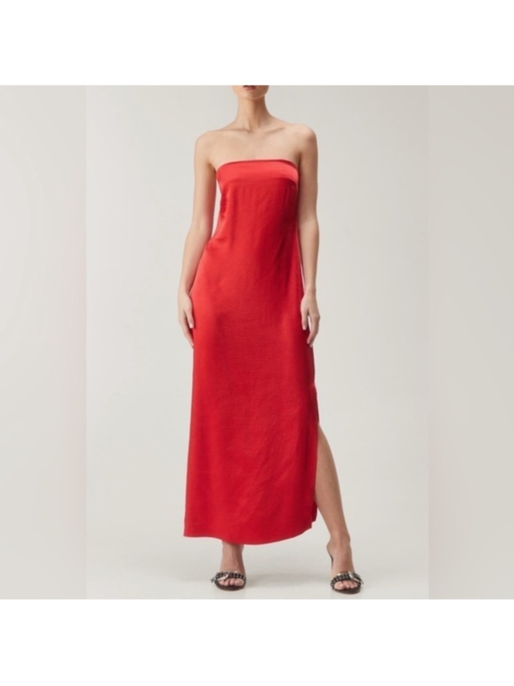 Nasty Gal Vibrant Red Satin Maxi Slip Dress